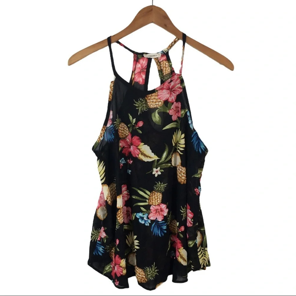 WS183 Adora Pineapple Fruit Beach blouse Top L